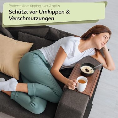 Бамбуковий піднос для дивана - Гнучкий піднос для дивана - Піднос для підлокітників - Дерев&39яний піднос для дивана - Коричневий/Темно-коричневий