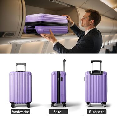Ручна валіза Voyager 55x35x23 см, валіза з жорстким корпусом та візком, маленька, легка дорожня валіза з 4 колесами, кодовий замок, світло-фіолетовий, розмір S