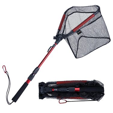 Телескопічна рибальська сітка Goture з плаваючою конструкцією NBR, складний підсак з гумованою ПВХ сіткою, висувна ручка 42,5-112 см для форелі, окуня, щуки, червоної
