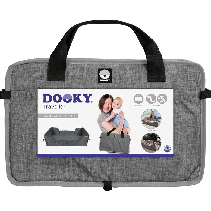 Складне дитяче ліжечко для подорожей з матрацом - надзвичайно легке, компактне, кишені з боків, 41 x 74 см (у зібраному вигляді) / 41 x 26 см (у складеному вигляді), 100 поліестер, чорний/сірий