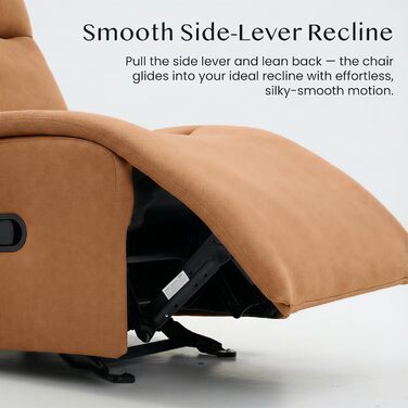 Крісло-гойдалка FLEXISPOT з 3-позиційним регулюванням відкидання, крісло для телевізора, крісло-гойдалка, подушка та бічна кишеня, ідеально підходить для сім&39ї та відпочинку, HomeEase Orange