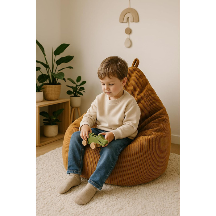 Крісло-мішок Chilly Pilley Corduroy з наповнювачем з EPS - Подушка сидіння - Зручне крісло-мішок (бірюзовий, 65x85) 65x85 Бірюзовий