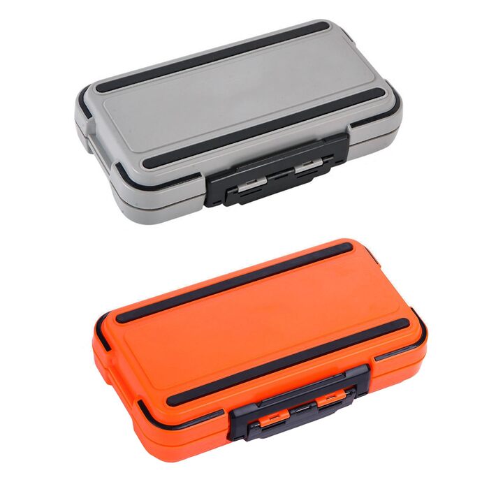 Коробка для рибальських снастей, водонепроникний органайзер для рибальських аксесуарів з подвійною застібкою для рибальських гачків, ювелірних намистин, сережок, ключів, 2 шт. и (великий помаранчевий великий сірий)