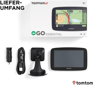 Навігаційний пристрій TomTom GO Essential з 5-дюймовим екраном, уникнення заторів завдяки TomTom Traffic, оновлення карт для Європи, оновлення через Wi-Fi (відновлений) 5-дюймовий відновлений