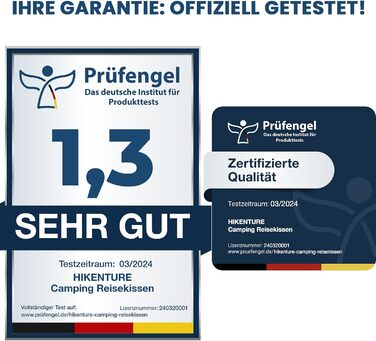 Надувна подушка для кемпінгу/подорожей HIKENTURE зі знімною наволочкою, ергономічна подушка для голови, зручна подушка для шиї для подорожей/використання на свіжому повітрі, надувна подушка для шиї для подорожей (зелена).