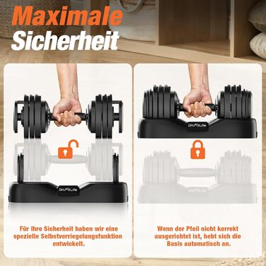Набір регульованих гантелей DH FitLife 2026 (2 шт. по 25 кг), 18 рівнів навантаження, 18-в-1