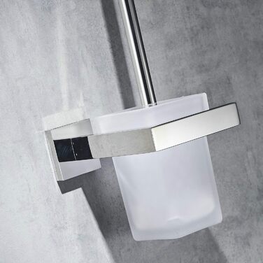 Туалетна щітка і тримач Настінний щіткотримач, хром, туалетний набір Набір туалетних щіток з нержавіючої сталі 304 і матового скла для ванної кімнати