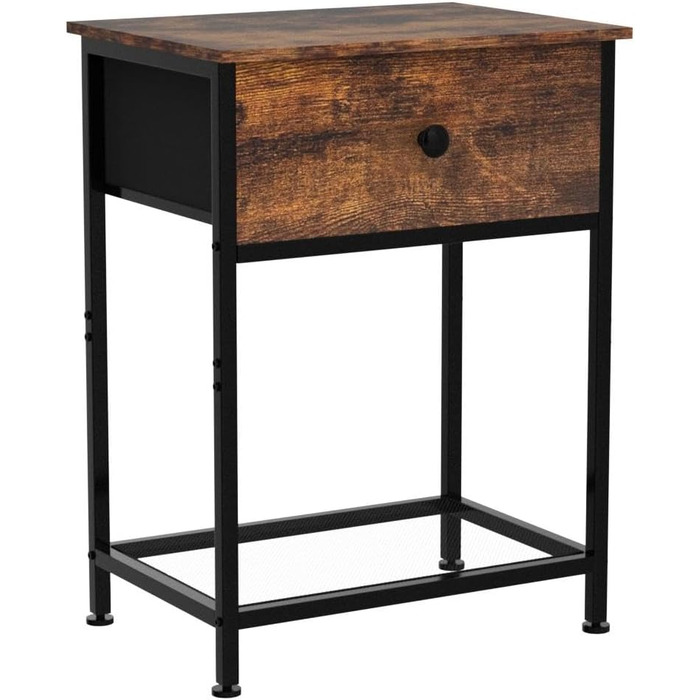 Набір з 2 тумбочек, Бічний столик з тканинними шухлядами, Тумбочка з 2 полицями, Тумбочка для спальні, Вітальні, Індустріальний стиль, 40 x 30 x 55 см Вінтажний коричневий EHET03SDBR