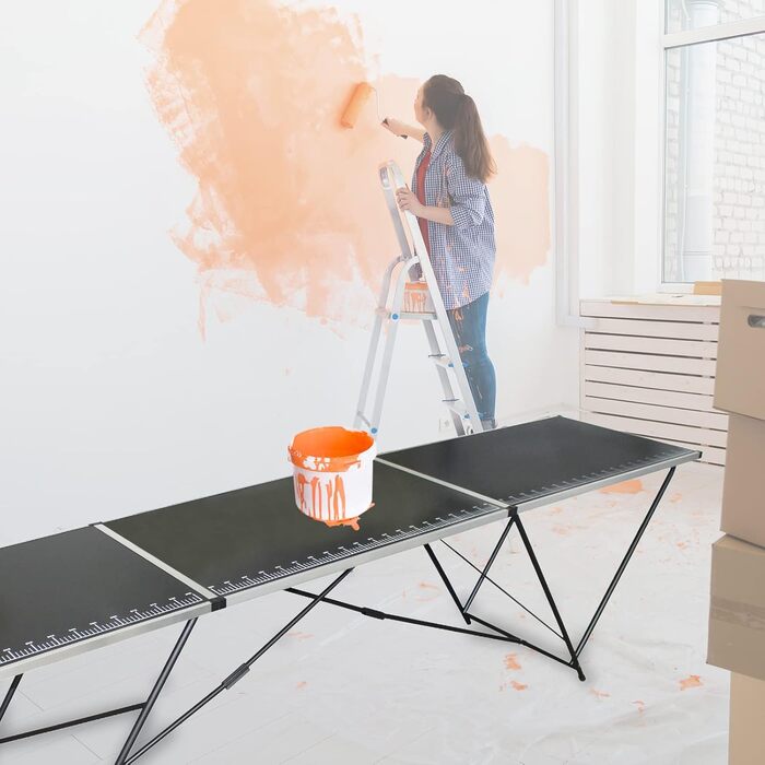 Складаний алюмінієвий стіл для шпалер TRUTZHOLM 300x60 см Багатофункціональний стіл із практичною вимірювальною шкалою Вантажопідйомність до 30 кг, стійка МДФ-плита товщиною 3 мм