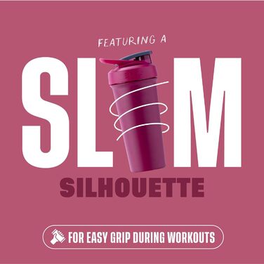 Пляшка для води BlenderBottle Strada Sleek Shaker Cup, ізольована, з нержавіючої сталі, з вінчиком, 750 мл, малиново-блакитний колір, Strada Sleek Water Bottle