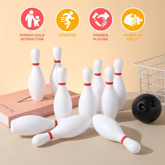 Набір для гри в боулінг для дітей, пластикові кеглі 15 см для використання в приміщенні та на вулиці, сприяє координації рук і очей та спортивним навичкам