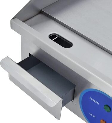 Електричний гриль, нержавіюча сталь, настільний гриль, професійний, 220 240 В, 1500 Вт, залізна пластина для гриля, гладка поверхня, захист від бризок (35,5 x 30 см)