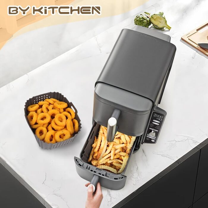 Аксесуари для фритюрниці BYKITCHEN для фритюрниці Ninja Double Stack XL SL400EU, силіконова форма для фритюрниці 2 шт. и для Ninja SL400EU 9.5 л, силіконова вставка для фритюрниці, форма для випічки у фритюрниці