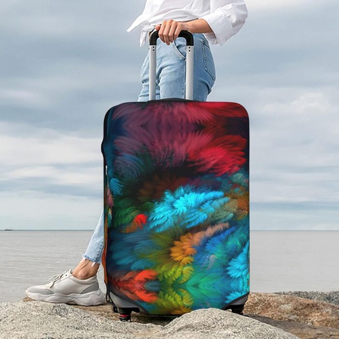 Чохол для валізи абстрактний кольоровий, міцний захист для багажу, підходить для валіз розміром 45.7-81.3 см, малий розмір, Чорний
