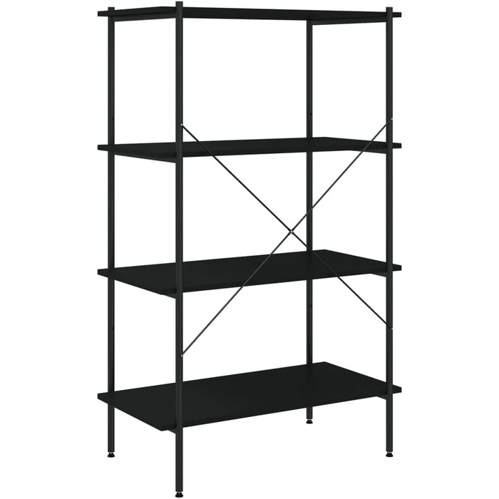 Полицьна книжкова шафа, окремостояча полиця, офісна полиця, побутова полиця, настінна полиця для зберігання речей, полиця для файлів, складська полиця, чорна, 80x40x130 см, чорний, 130 см, 3-