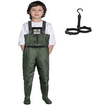 Дитячі водонепроникні вейдерси Croch з гумовими чобітьми, ідеальні для риболовлі та ходьби по воді, розмір 35, зелені