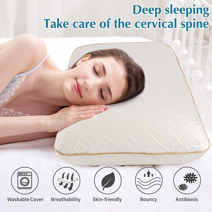 Подушка Fityou з піни з ефектом пам&39яті, подушка для шиї, ергономічна подушка для сну, знімна та пральна наволочка, для тих, хто спить на боці, на спині, схильна до злипання, (67,5x40x13 см) рожеве золото 67,5x40x13 см
