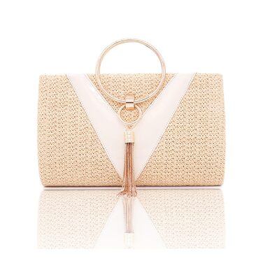 Жовта плетена сумка-клатч з бахромою для вечірок та весіль. Елегантна жіноча сумочка на ланцюжку, невелика вечірня сумочка, розкішна сумочка через плече.