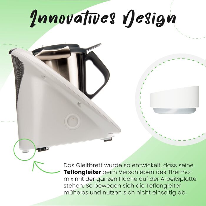 Розсувна дошка для Thermomix TM5 / TM6 - невидимий слайдер - Роликова дошка для безпечного переміщення Thermomix - Аксесуари для Thermomix Made in Germany