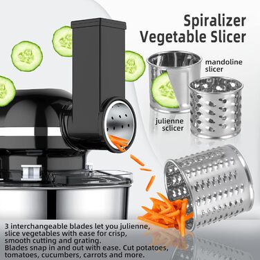 Кухонний комбайн Homlee 3 в 1 Багатофункціональна тістомісильна машина 1800 Вт 6-рівневий блендер, з м'ясорубкою, соковижималкою 1,5 л, чашею з нержавіючої сталі 5,5 л Тістоміс чорний