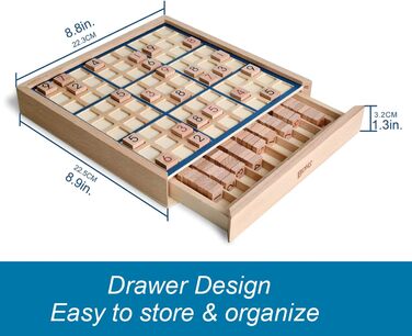 Дерев&39яна настільна гра судоку BOHS з висувним ящиком - з книгою зі 100 головоломок судоку для дорослих - настільна іграшка-голо