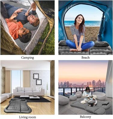 Автомобільний матрац для Ford Kuga (2015-2020), надувний матрац для позашляховика, надувний матрац для кемпінгу, аксесуар для активного відпочинку на природі в подорожах, B/Чорний звичайний B/Чорний