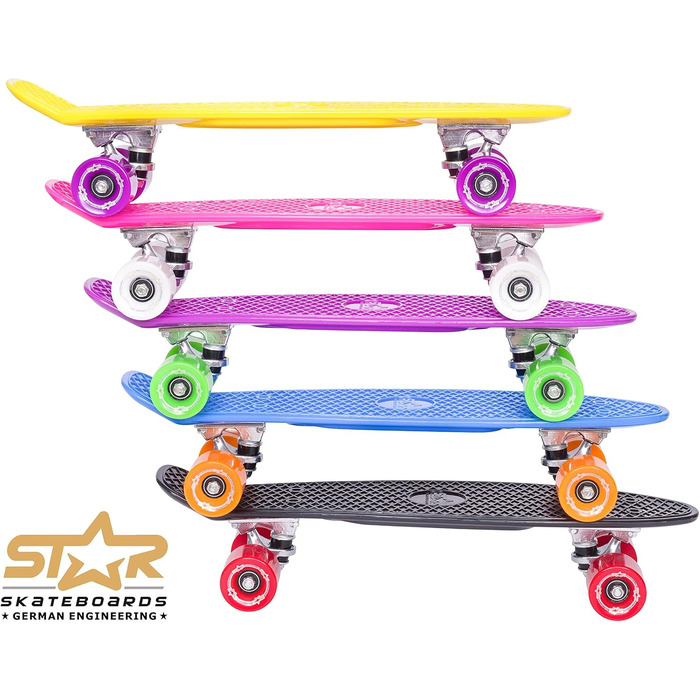 Скейтборд BIKESTAR Vintage Retro Cruiser 60 мм для дітей та дорослих, а також для початківців приблизно від 6-8 років М'ята та фіо