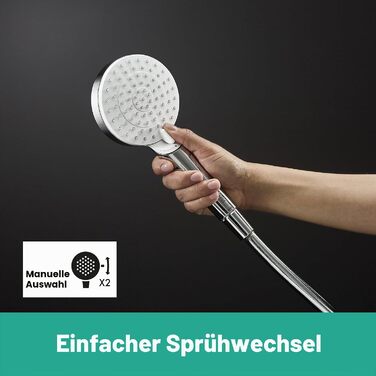 Душовий набір Hansgrohe Crometta водозаощаджувальний комплект з душовою штангою (65 см), лійкою (2 режими струменя), тримачем та шлангом (160 см), білий/хром