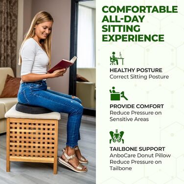 Подушка-пончик для сидіння з гемороєм у куприку - подушка з піни з ефектом пам&39яті для полегшення болю в післяпологовому періоді, при болях у простаті, куприку, ішіасі, геморої, вагітності та пролежнях - охолоджувальна гелева подушка-пончик для сидіння