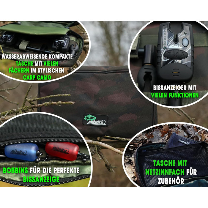 Підставка для вудилища Angel-Berger Magic Baits Black Quick Rod Pod з сумкою, індикатором клювання, підставкою для вудилища та шпулькою