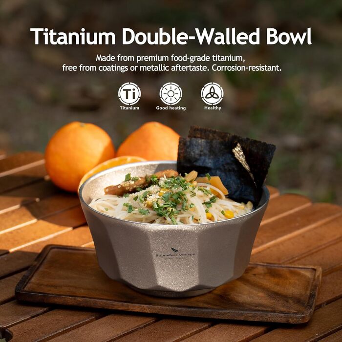 Титанова кемпінгова чаша iBasingo 800 мл, легка, з подвійними стінками, для походів на свіжому повітрі, стійка до опіків, іржі, портативна, для походів, подорожей, дому (срібляста) Ti1175T 800 мл срібляста Ti1175t