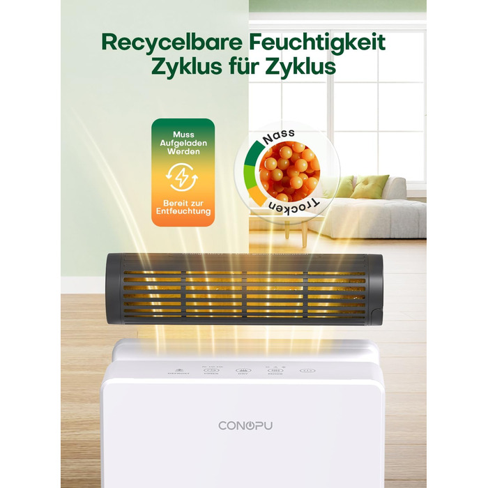 Осушувач CONOPU 2700 мл, електричний осушувач 20 м, конструкція з подвійним тримачем, режим сушіння, режим сну 30 дБ, інтелектуальна функція розморожування, 24-годинний таймер