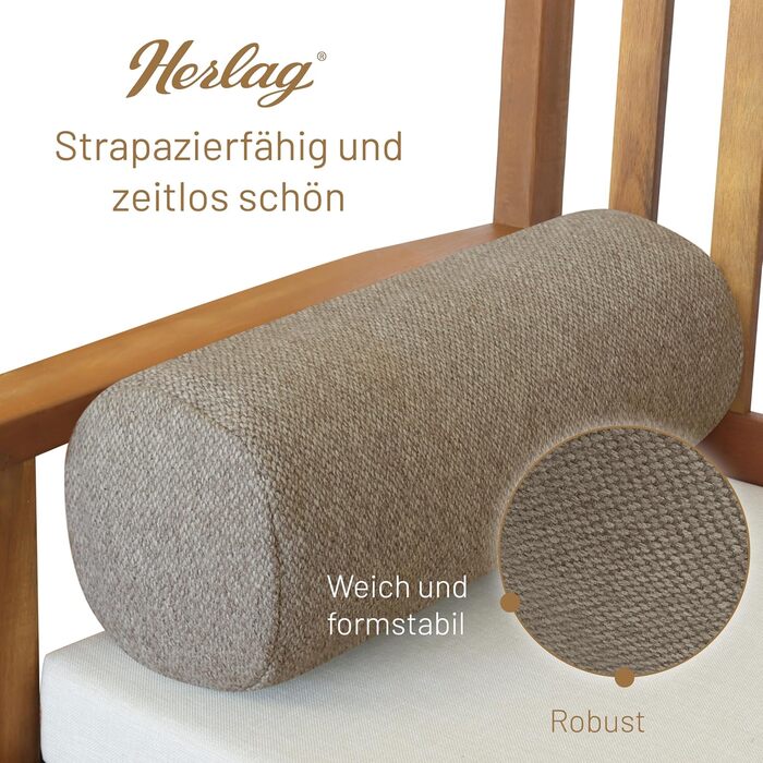 Наволочка Herlag Подовжена подушка-рулон для дивана та ліжка Зручна підтримка для колін або шиї Наволочка для ніг для тих, хто спить на боці Знімний чохол, який можна прати Сертифіковано за стандартом Oeko-Tex 100 Темно-сірий 65 x 20 см