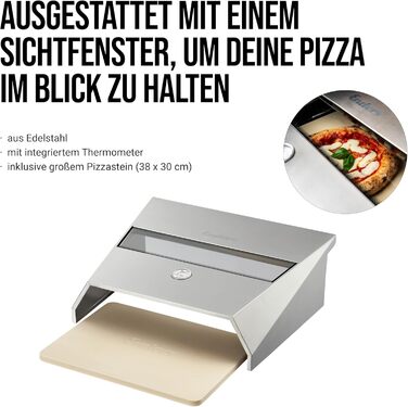 Кожух для піци Enders Pizzacover Turbo для газових грилів з верхнім пальником, з термометром та піцею-каменем (38x30 см), насадка з оглядовим вікном 7881