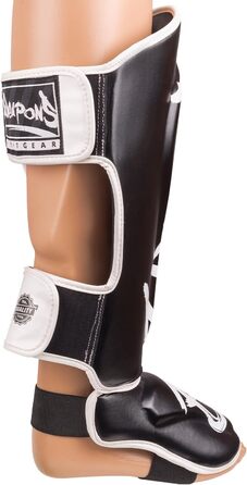 ВИРОБІВ ЗБРОЇ Щитки для гомілок Unlimited 2.0, чорно-білі, для тренувань та змагань, високоякісна синтетична шкіра та ідеальна амортизація, муай-тай, K1, MMA, карате та кікбоксинг, 8