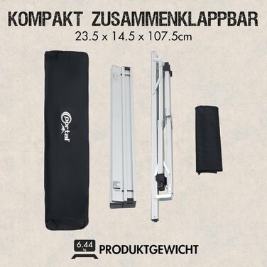 Складаний кемпінговий стіл PORTAL, регульована висота, алюмінієвий, 108 x 71 см, зсувний, легкий, для пікніків, вечірок, садів, походів, подорожей, сріблястий