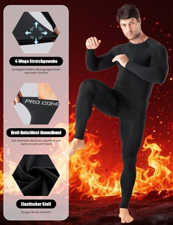 Термобілизна Niksa для чоловіків, комплект лижної білизни, довгий функціональний комплект, дихаюча м&39яка термобілизна для футболу, бігу, фітнесу, походів, чоловіків, чорного кольору*1 (верх*1 низ*1)