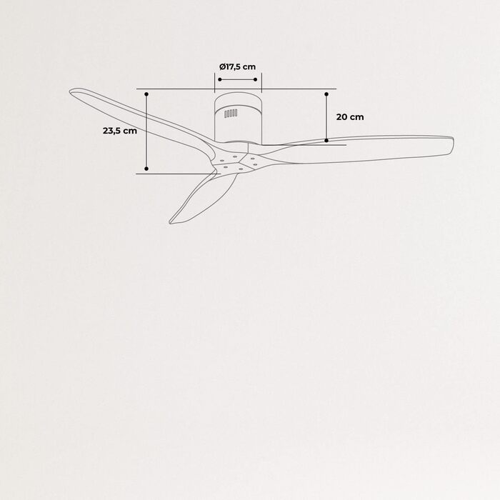 Вентилятор стельовий чорний з лопатями темного дерева з дистанційним керуванням і настінним вимикачем / 40 Вт, тихий, Ø132 см, 6 швидкостей, таймер, двигун постійного струму, режим літо-зима