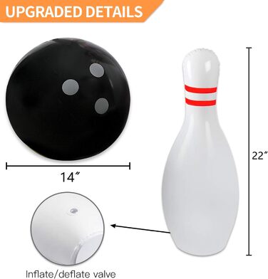 Гігантський надувний боулінг для дітей Novelty Place, 14 дюймів (35,6 см), з шістьма кеглями 22 дюйми