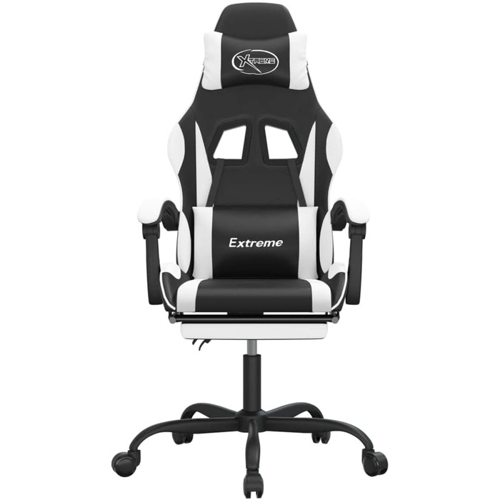 Обертове ігрове крісло, чорно-біле, штучна шкіра, ігрове крісло, доступне ігрове крісло, професійне ігрове крісло - 349584