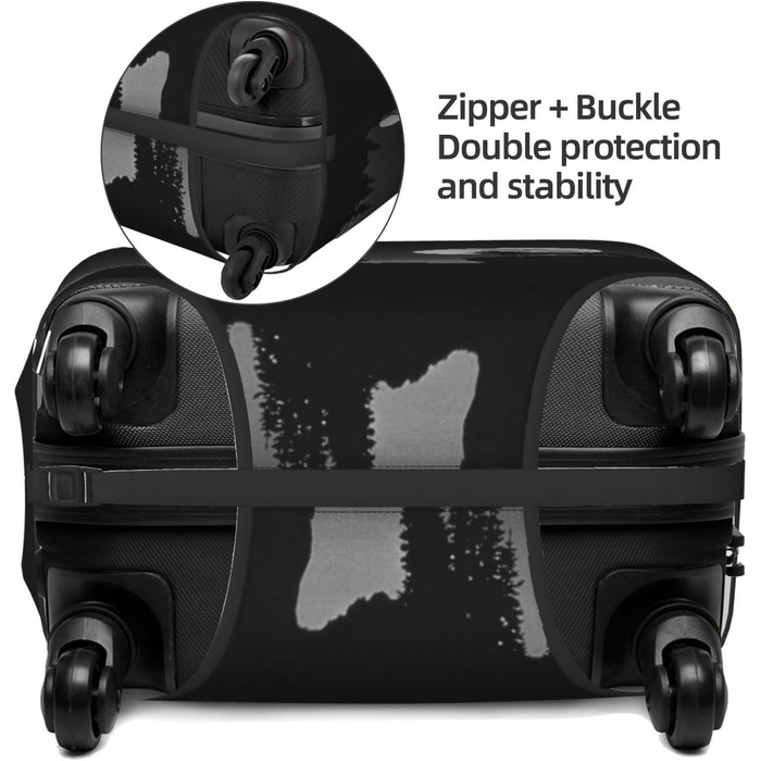 Чохол для валізи Вовчий Нічний Місяць, міцний захист для багажу, підходить для валіз розміром 45.7 - 81.3 см, малий, Чорний