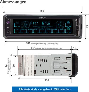 Автомобільна стереосистема XOMAX XM-RT284 із сенсорним екраном I Bluetooth Handsfree I USB, SD, AUX-IN, FM I MP3 I 1 DIN