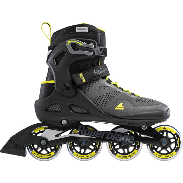 Чоловічі роликові ковзани для фітнесу Macroblade 80, чорні та лаймові Performance Inline Skates 9 BLACK/LIME