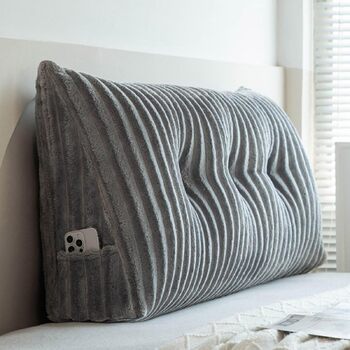Подушка для спинки ліжка 100 см, сіра подушка для спинки ліжка, велика трикутна подушка для підтримки спини, плюшева клиноподібна подушка для узголів&39я ліжка, подушка для спинки до стіни, подушка для спинки, яку можна прати, сіра 1005020 см