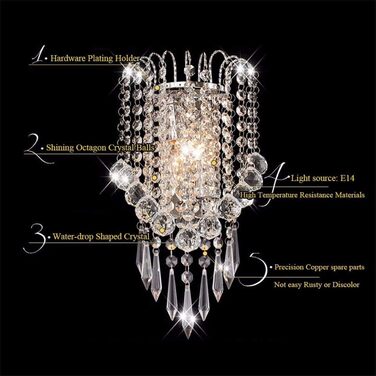 Кришталевий настінний світильник з кришталевими кулями Крапля Декоративний хромований сучасний настінний світильник E14x2 Світильн