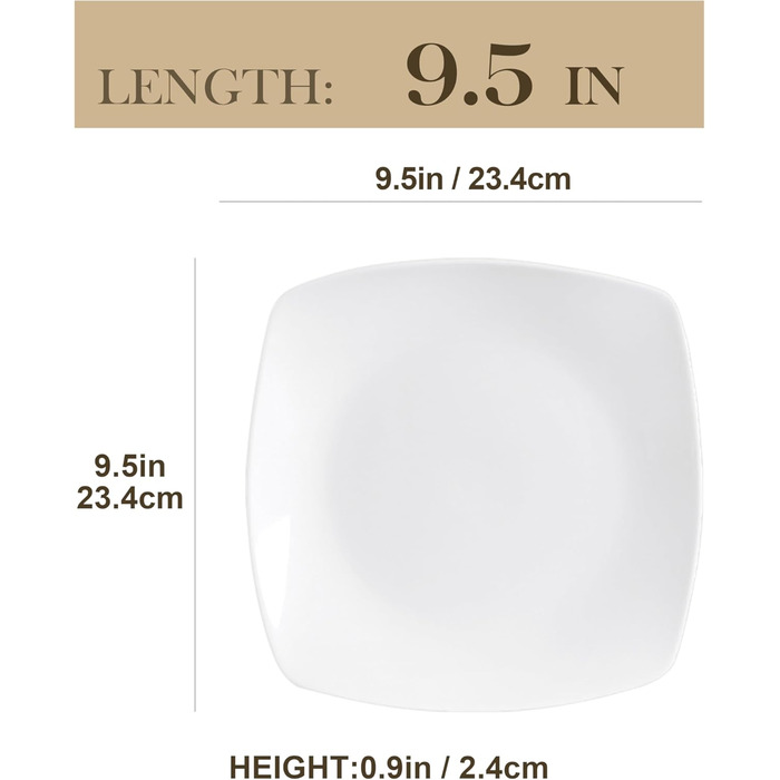 Серія Julia, Набір тарілок на 6 персон Сучасна, Біла порцелянова обідня тарілка з 6 предметів, Маленька обідня тарілка 24,8 см Обі