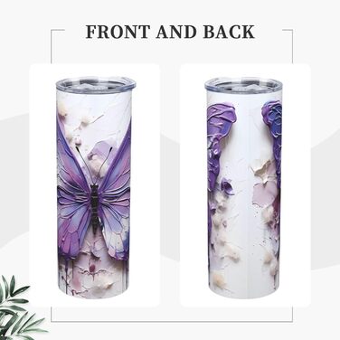 Кухоль з прямою трубочкою, олійний живопис, метелик, друк, підходить для кемпінгу, офісу та дому, 590 мл