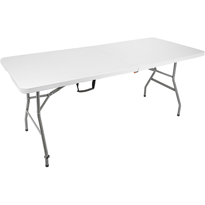 Складаний кемпінговий стіл - 180x70x74 см - Складаний кемпінговий стіл - Складаний стіл з ручкою для перенесення - Складаний стіл - Кемпінгові столи - Стіл для вечірок/пікніка - Для приміщень та вулиці - Білий 180 x 70 x 74 см