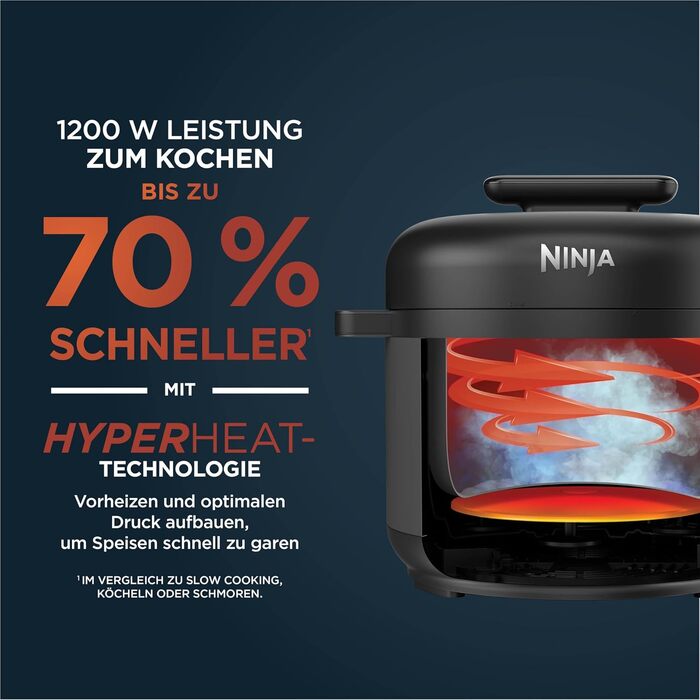 Мультиварка-скороварка та рисоварка Ninja HyperHeat 9-в-1, 6 л, чорна