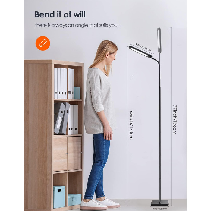 Світлодіодний торшер ALongDeng, яскраві торшери для вітальні, підлоговий світильник для читання з регулюванням яскравості, гнучка